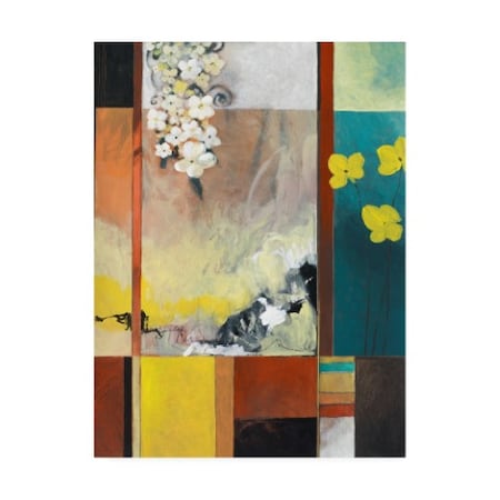 Pablo Esteban 'Yellow And White Floral Abstract' Canvas Art,14x19